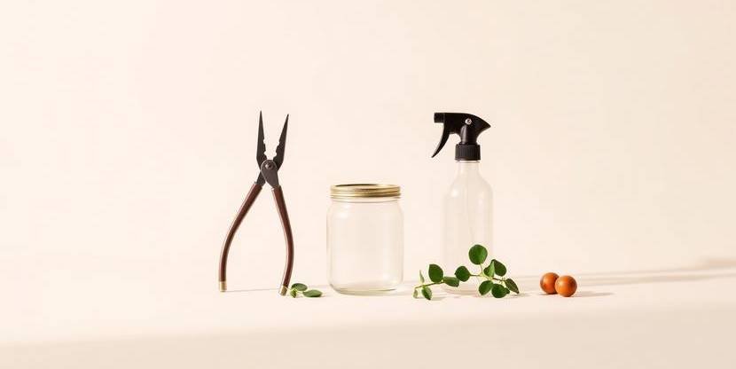 A minimal lineup of essential propagation tools on a neutral backdrop