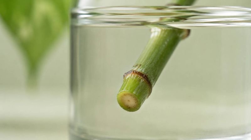 Close-up of a rootless cutting in water