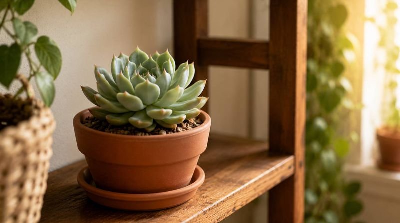 A potted rosette succulent